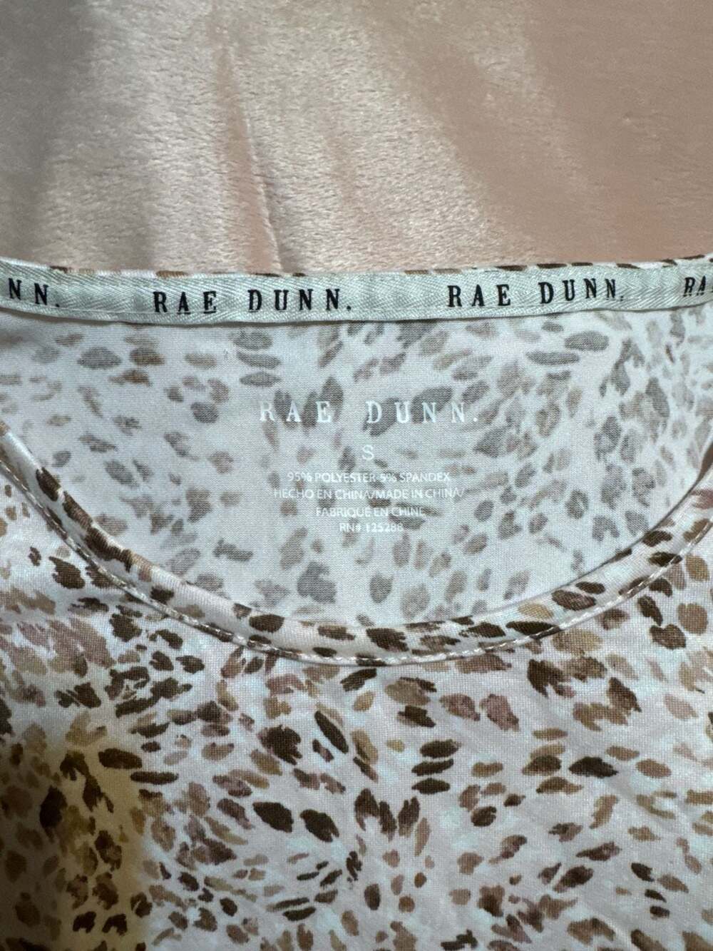 Rae Dunn Leopard Print Short Sleeve Sleep Shirt Nightgown Size S